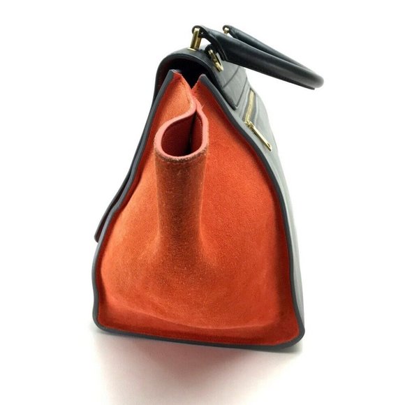 CELINE 2WAYHand Bag Trapeze Shoulder bag Gray x Black x Orange - Picture 11 of 12